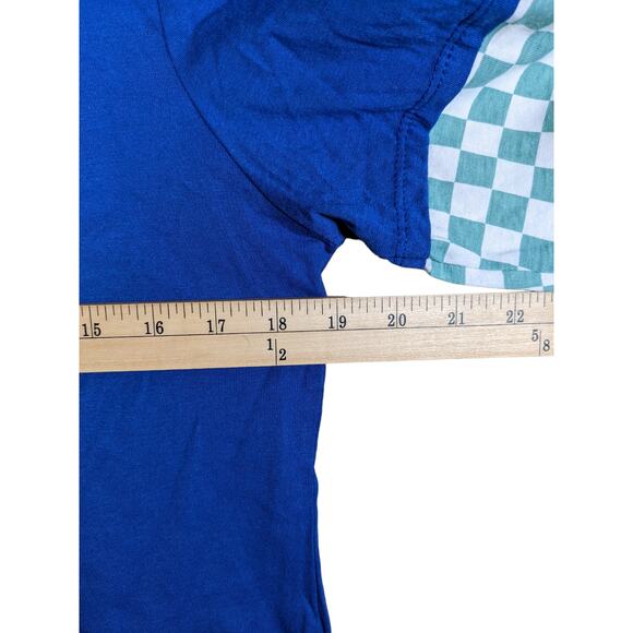 Rugrats Reptar Long Sleeve Dinosaur TShirt Nickelodeon Blue Checkered S Crew Tee - Picture 5 of 9